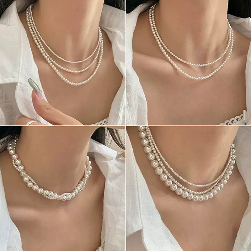 法式轻奢复古珍珠项链女高级感气质百搭时尚锁骨链饰品颈链批发