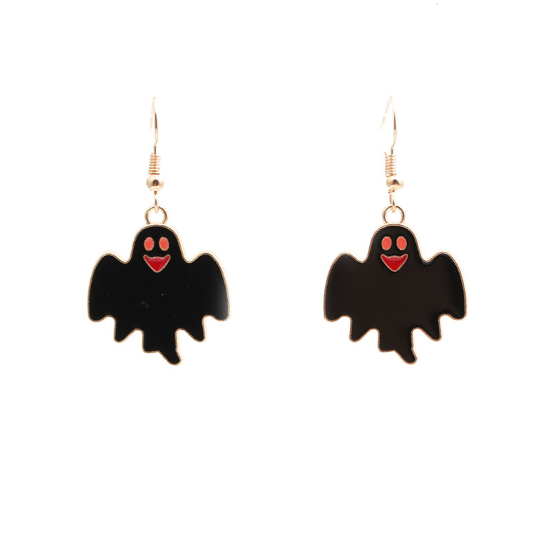 Cross-border  Jewelry Halloween Alloy Dripping Oil Diy Ornament Ghost Festival Bat Ghost House Earrings Necklace display picture 4