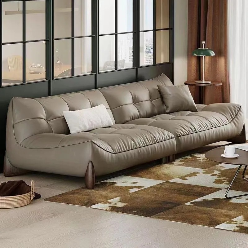 Sofá de cuero minimalista retro combinación sala de estar apartamento pequeño ocio sofá de tres personas moderno y simple suministro directo de fábrica
