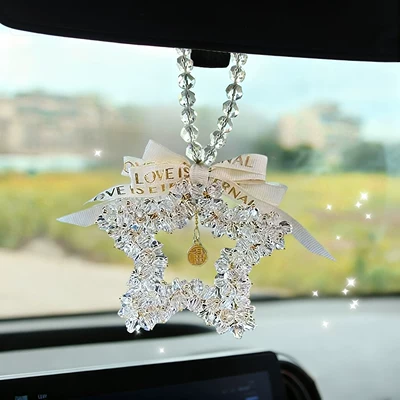 celebrity hot item, Car hanging - white-lucky-star-crystal-pendant