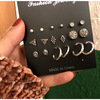 Cute earrings, diamond small set white jade, 12 pair, simple and elegant design