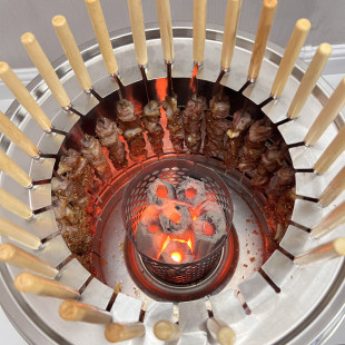 Outdoor Stainless Steel Hanging Stove Charcoal Grilled Kebabs Cylindrical Smokeless Barbecue Stove Household Indoor Courtyard Barrel Stove