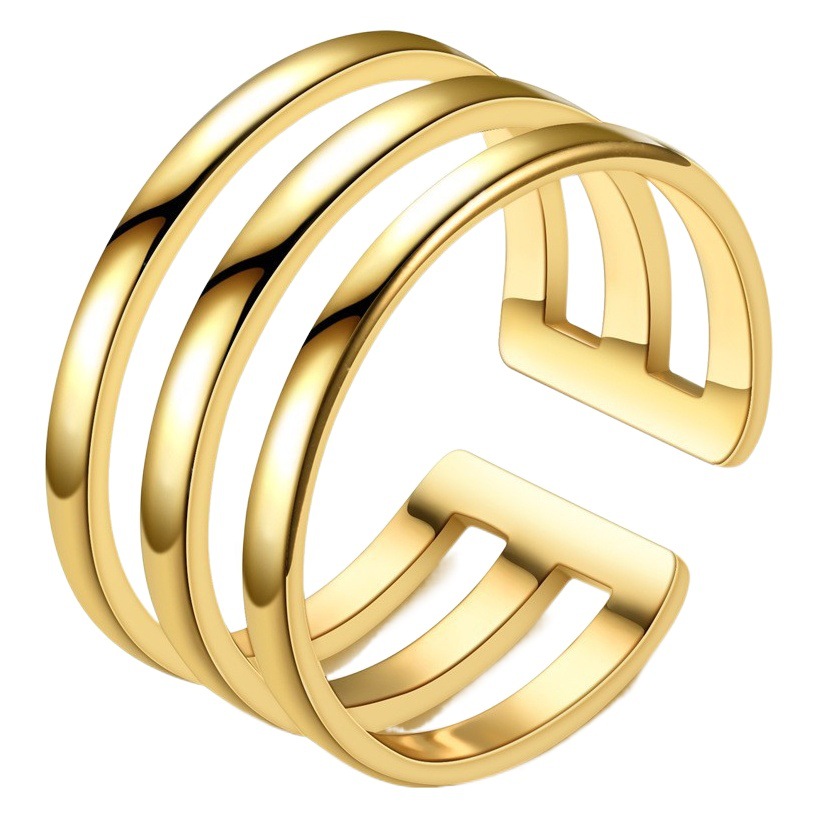Anillo de acero de titanio fino anillo de nicho de moda ajustable abierto anillo de tres piezas de acero inoxidable fábrica de joyas