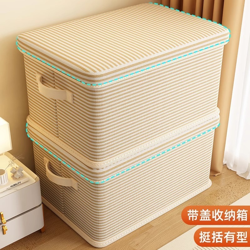 蓋付き折りたたみ衣類収納ボックス、家庭用寝室衣類大型パンツ収納バスケットワードローブ層|undefined