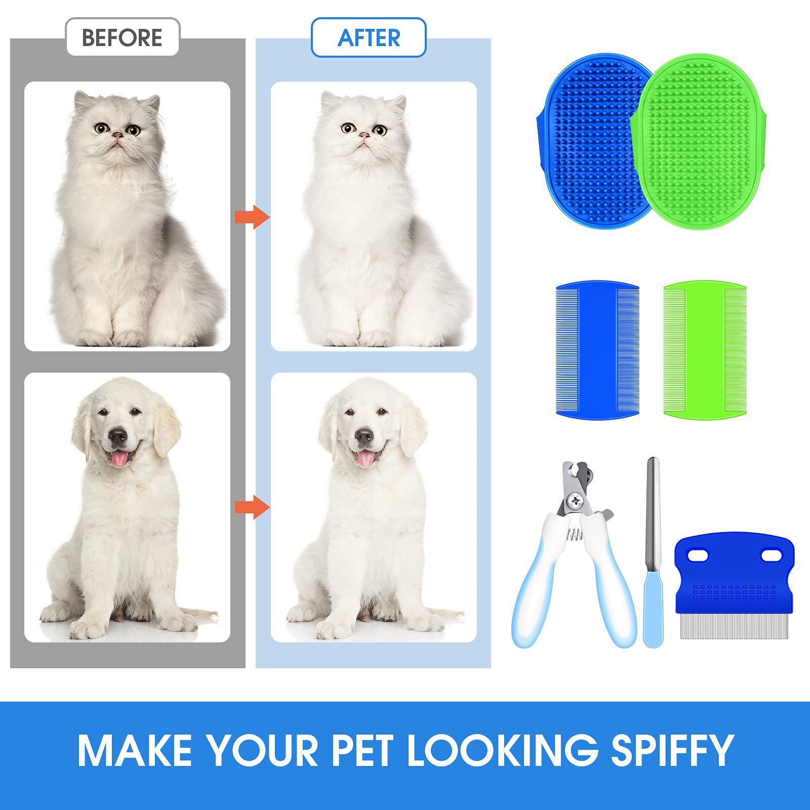 7 piezas de conejo conjunto de belleza conejo cepillo para conejos incluye el peinado de eliminación de pimples