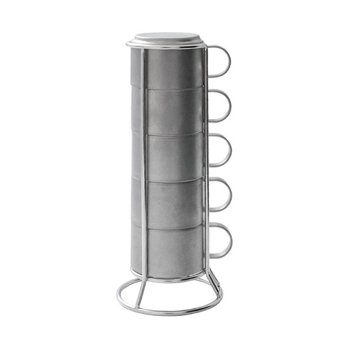 Outdoor Creative 304 Stainless Steel Double-layer Cup Insulated Anti-scalding Coffee Cup Home Marco Cup Stacking Cup 5-piece Set
