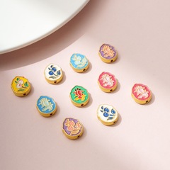 サンドゴールド古代油滴新年貫通穴両面鯉の花ペンダント DIY ブレスレットネックレス素材ジュエリーアクセサリー