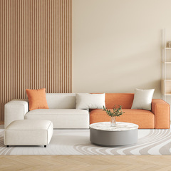 奶油風沙發現代簡約三人位沙發小戶型客廳家具豆腐塊拼色布藝沙發