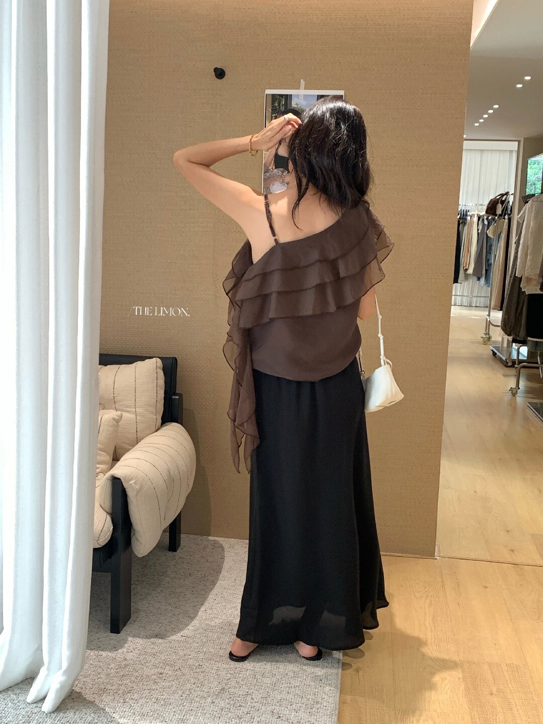 Chân váy chữ A nữ dài mắt cá buộc dây phong cách thư giãn — màu đen, Màu cà phê, xanh lá cây, màu mơ chi tiết 30
