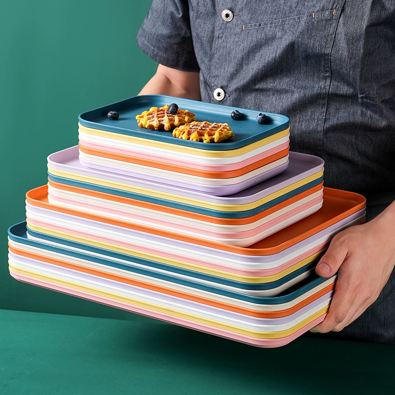 Трансграничные взрывные прямоугольные лотки для еды для дома многоцветные утолщенные гостиничные десертные тарелки оптом могут быть установлены LOGO
