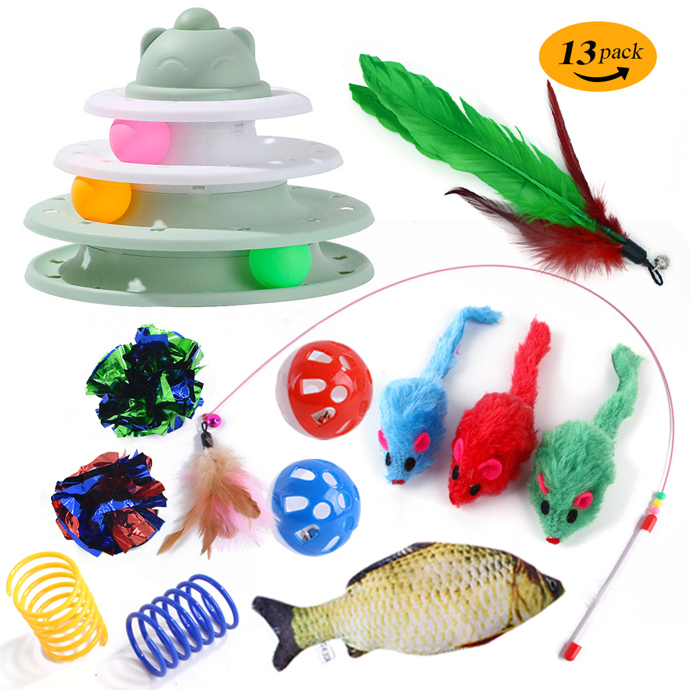 Transfronterizo nuevo gato mascota juguete túnel traje divertido gato palo interactivo felpa ratón sonido juguete gato suministros