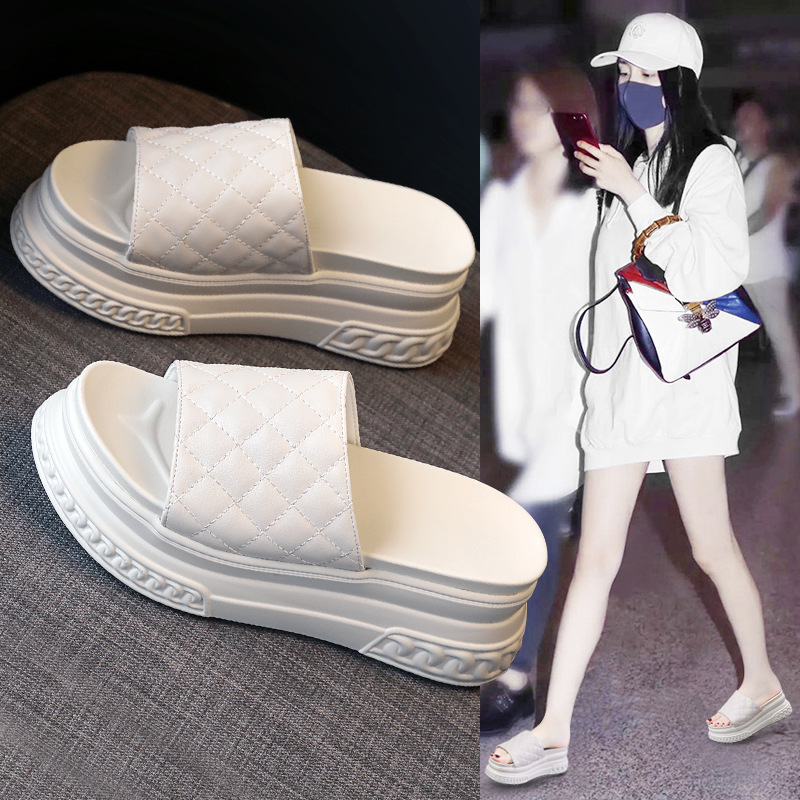 Women's Summer Outdoor Slippers 2025 New Style High-Heeled Shoes Thick-Soled Height-Increasing Wedge Sandals Peep-Toe Ultra-High Heels