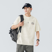 鲲海鹏云山系户外风短袖t恤男夏季新款发泡印花情侣半袖潮流男装