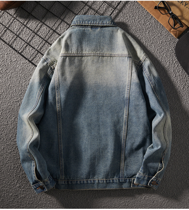 Veste en jean gras jaune délavé américain pour homme, nouvelle collection printemps et automne_voghion.com