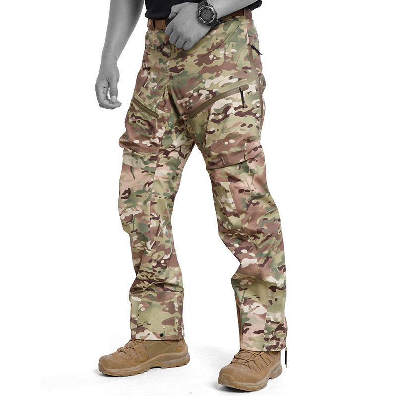 Military-Style Hardshell Outdoor Pants for Men, Waterproof with Side Zipper, Fully Taped Seams, Hiking Pants Military-Style Hardshell Outdoor Pants for Men, Waterproof with Side Zipper, Fully Taped Seams, Hiking Pants