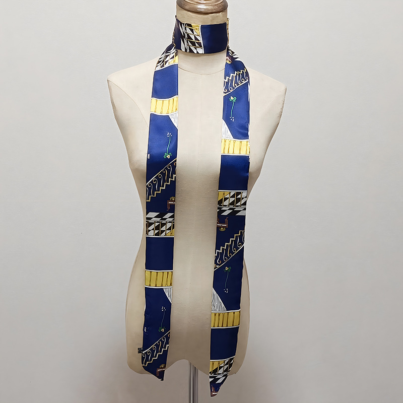 韓国版の細い細い長さの小さいスカーフの女性はバッグの取っ手を縛って春夏の秋のシフォンのプリントの小さいスカーフのマフラーを持ちます。|undefined