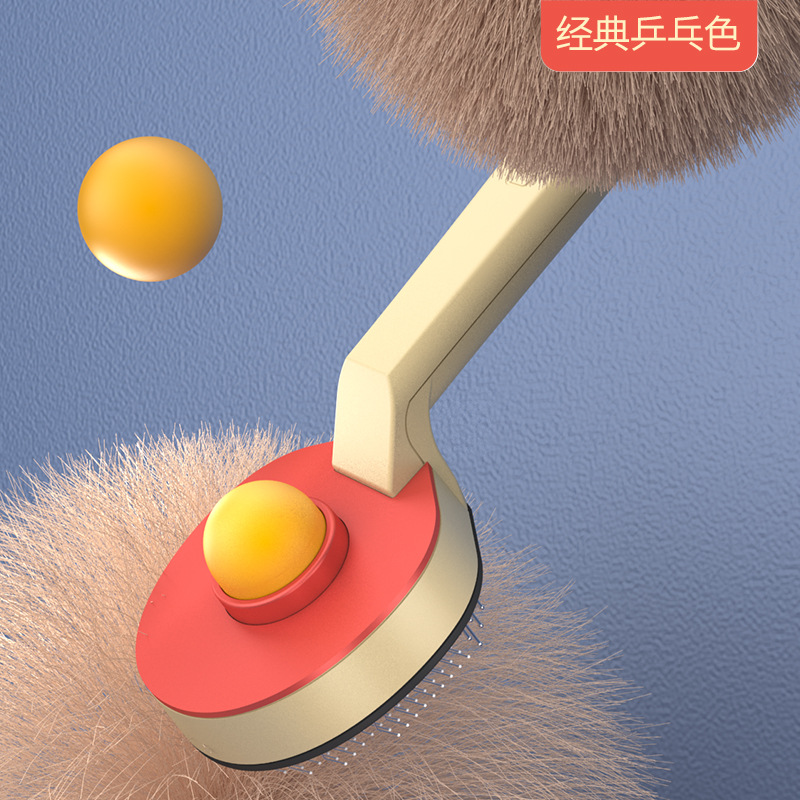 Peine para mascotas de ping pong, cabezal de goma de aguja de acero de doble aguja, diseño patentado, cabello flotante, nudo abierto, masaje suave, peine duradero para gatos y perros