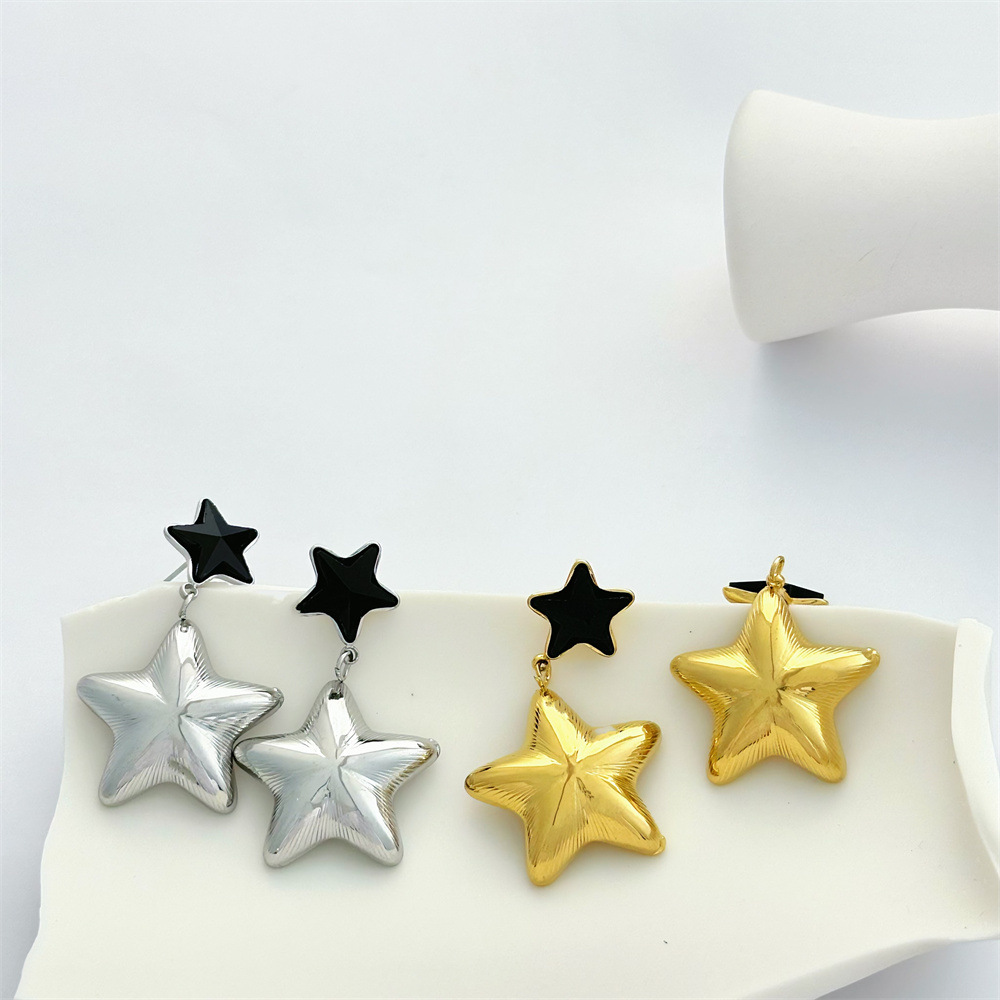 1 Pair Star Retro 304 Stainless Steel Drop Earrings display picture 2