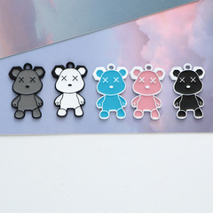 機器熊暴力熊背影DIY飾品配件 噴漆滴油合金小掛件項鍊鑰匙扣吊墜