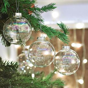 Transparent Pearlescent Glass Christmas Ball Christmas Decoration Pendant Glass Painted Ball Pendant in stock