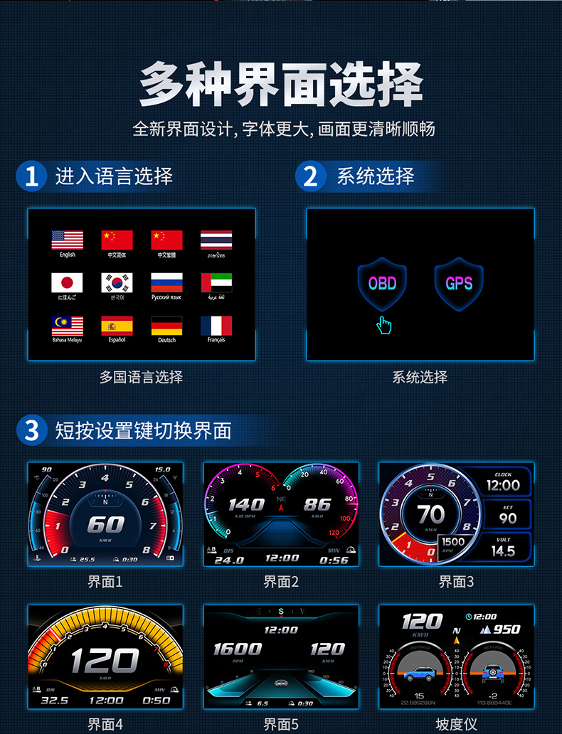 New Product P26 Car Hud Head-Up Display Lcd Obd Vehicle Speed, Speed, Fuel Consumption, Turbine Multi-Function Slope Meter