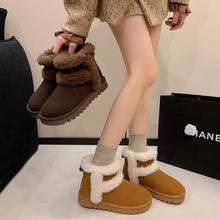 短筒毛毛雪地靴女款冬季2025新款加绒加厚东北棉鞋休闲短靴雪地棉