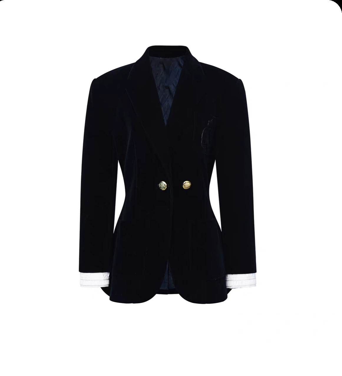 Lajia's 2026 Model In Navy Blue, Old Money Style, Silhouette-enhancing, Waist-cinching, Slimming Velvet Blazer With A_ecoleips.com