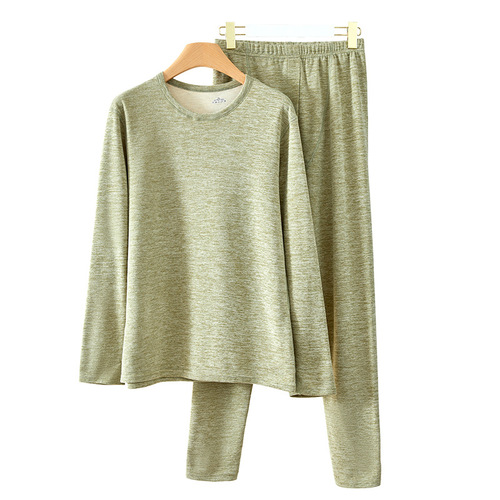 Men's thermal underwear plus velvet German middle-aged and elderly bottoming cotton sweaters women's silk wool autumn clothes and long trousers suits winter