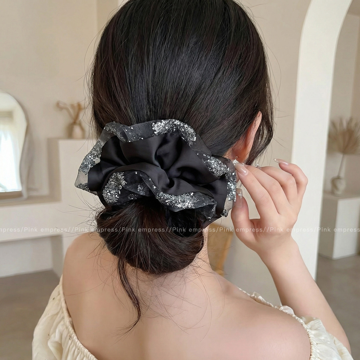 2026 nuevo estilo coreano super grande anillo de pelo intestino grande niñas de alto nivel de sensación de cabello de flores cuerdas de cabello de cordón de goma adornos para el cabello