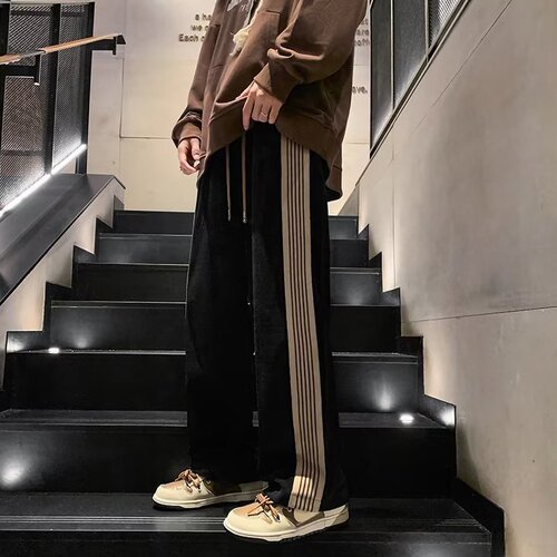 Casual pants, men's spring and autumn loose large size sports pants, men's autumn and winter corduroy, fat and large pants