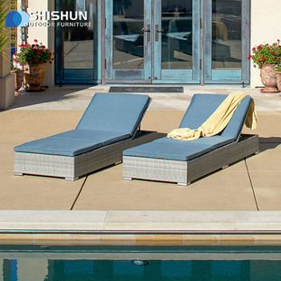 Wholesale Outdoor Garden Courtyard Lounge Chair Rattan House Balcony Terrace Homestay Sunbathing Chair Swimming Pool Beach Bed