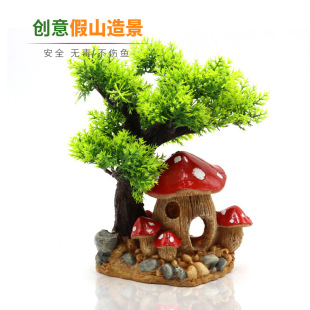 Fish tank rockery mushroom house aquarium landscape decoration crawler crawler insect hole Turtle hole nest escape