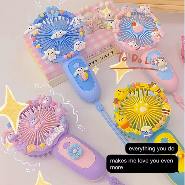 Summer realistic cream handheld table small strap for students
