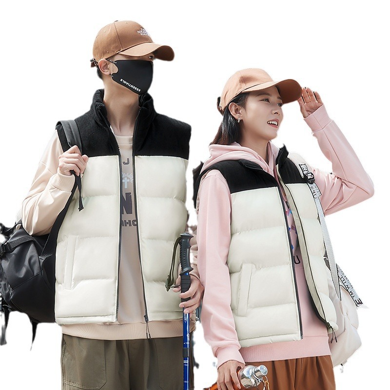 Otoño y invierno de algodón engrosado pareja chaleco de algodón hombre de color sólido tendencia de hombro caliente chaleco de ocio fábrica de lote