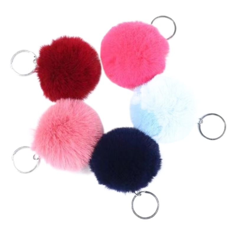 Cross-Border 6-8cm Imitation Rabbit Fur Ball Pendant Key Chain Bag Accessories Fake Fur Ball Imitation Rex Rabbit Fur Ball Key