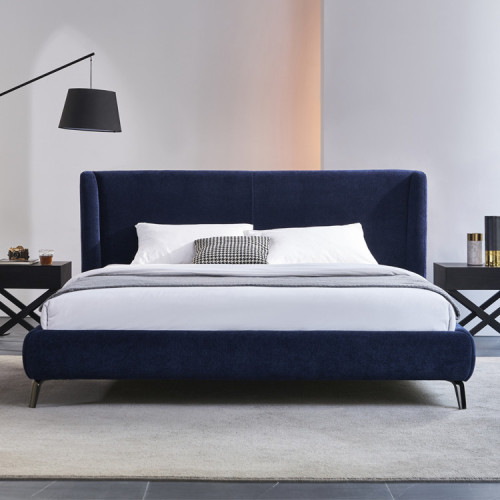 Minimalist designer chenille fabric bed: sleek, subtly luxurious, Instagram-worthy master bedroom option—perfect for a 1.8m double bed or wedding celebration.
