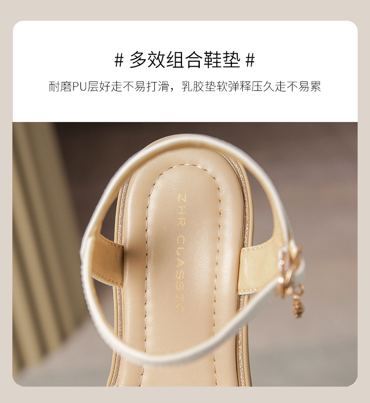 Sandal cao gót nữ đính đá phong cách La Mã, đế xuồng thoải mái — AY161 Trắng be chi tiết 11