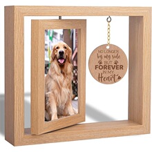 跨境木制相框明信片照片实木相框架可旋转桌面摆件宠物纪念照相框