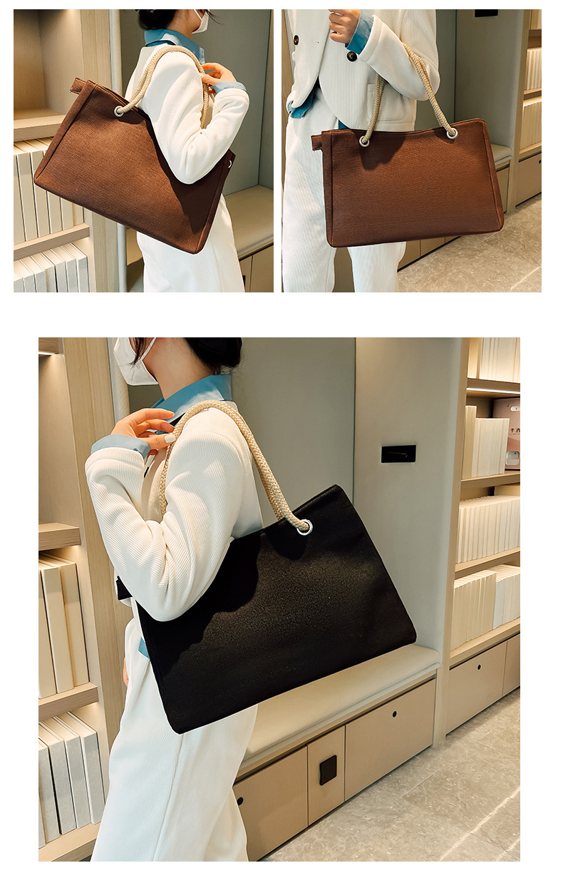 1080g Weight Polyester Lining Material Zipper Closure Type Double Shoulder Straps Strap Type Tote Bag Bags Type Holiday, Travel Occasion Linen Material Solid Color Pattern All Seasons Season Women's Gender Classic Style Style Square Shape Medium Size Women's Medium Linen Solid Color Classic Style Square Zipper Tote Bag 14