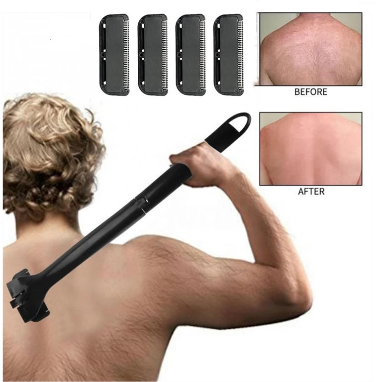 跨境新品背部剃毛器手動摺疊款剃毛刀男士背部修剪刮毛器刀頭可換