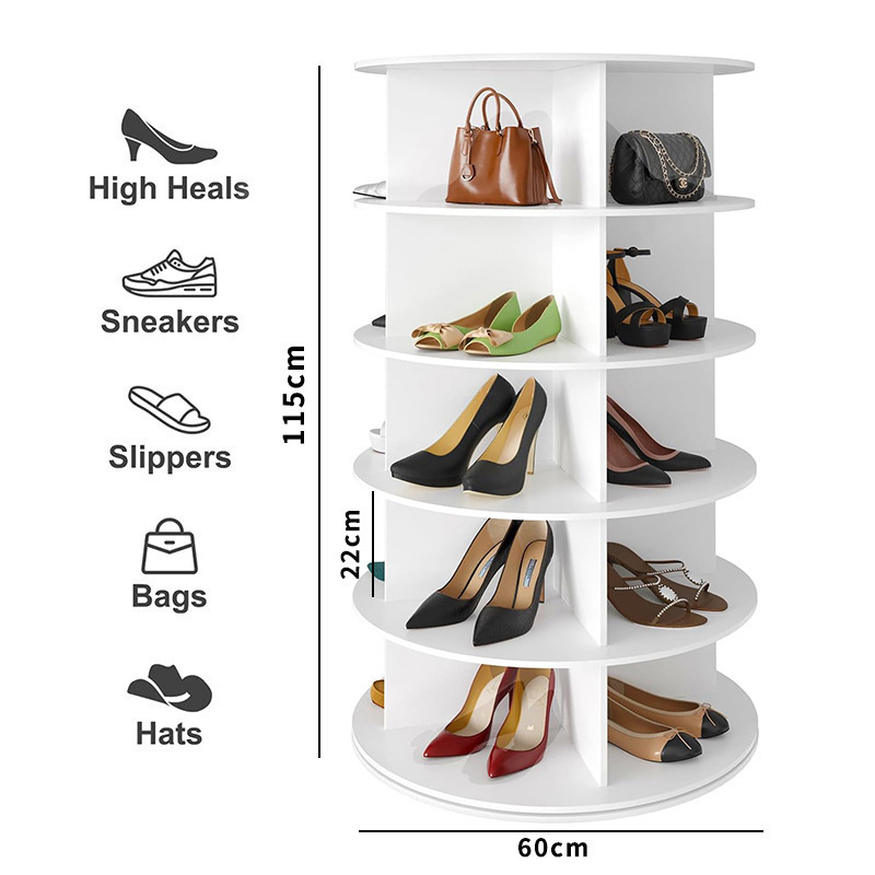 Estante de zapatos giratorio 360 grados 7 capas torre de almacenamiento armario dormitorio sala de estar pasillo bolso zapatos estante de almacenamiento a prueba de polvo