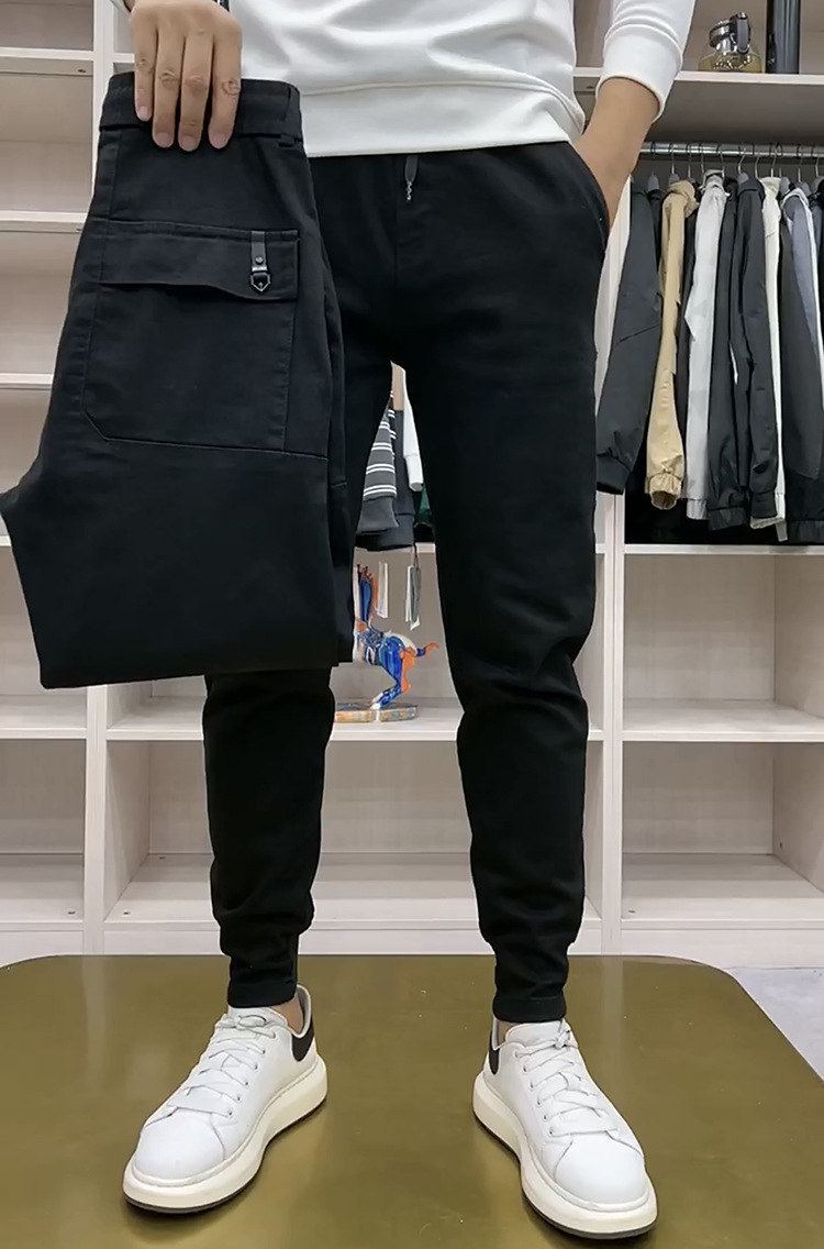 Jean décontracté coupe slim pour le printemps, pantalon élastique noir pour homme, tendance et polyvalent, limming et reliure des jambes Harun_voghion.com
