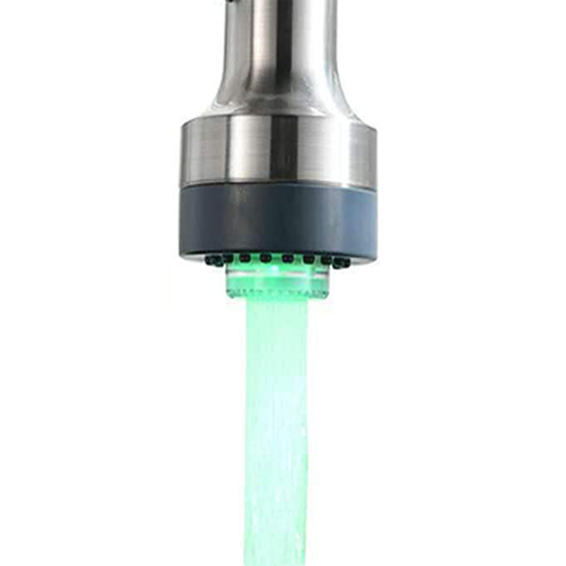 New led hot and cold water faucet with temperature control, three-color and seven-color light change, 7-color adjustable water hose, switch and faucet A4 Item Picture