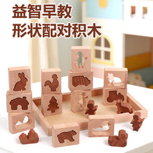 玩具1-6积木制动物形状配对拼启蒙教具云和木玩自闭症训练教具