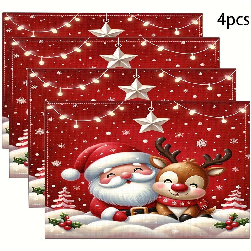 国境を越えた人気のクリスマスプレースマット、レストランの雰囲気のレイアウトテーブルマット、工場直販のリネンプリント断熱マットプレースマット|undefined
