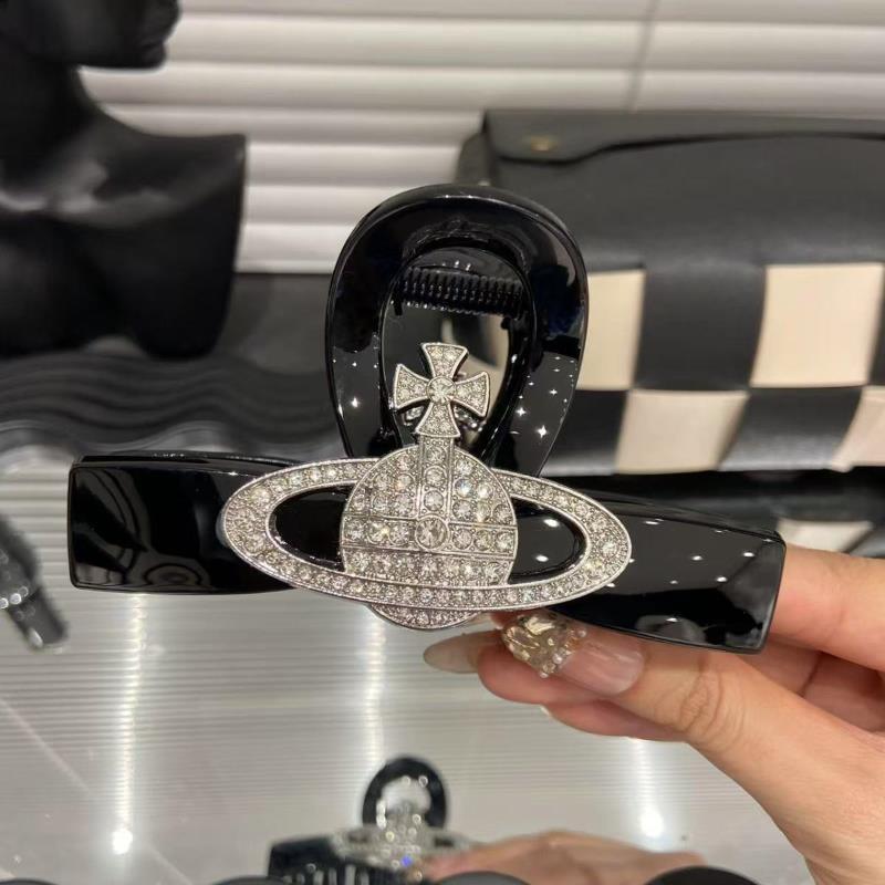 2025 Double-Sided Sparkling Diamond Planet Black 10cm Hairpin for the Back of the Head Shark Clip Retro French Style for Women