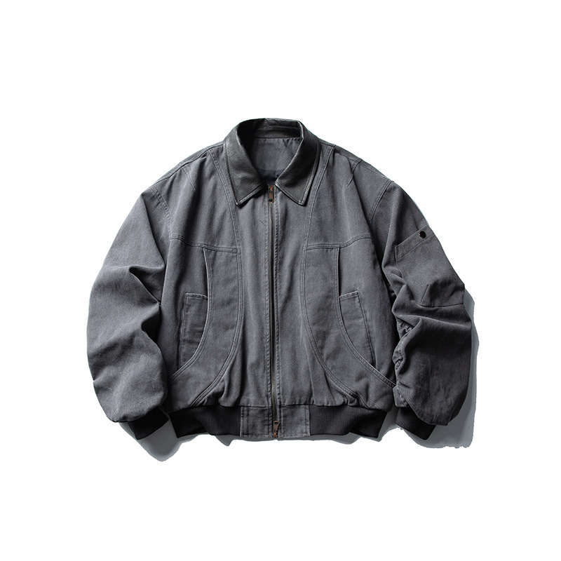 城市凡品 2025年秋季新款重磅水洗翻领bomber夹克cleanfit夹克|undefined