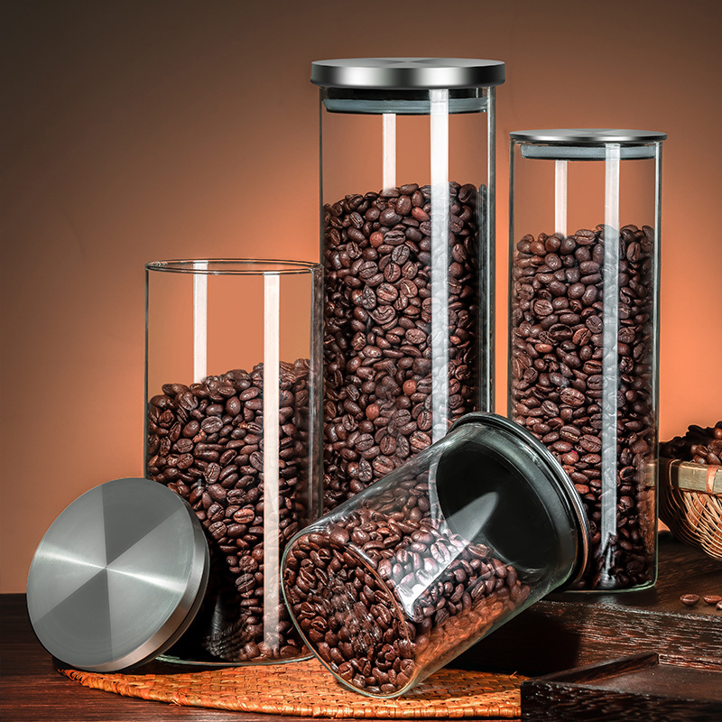 食品級咖啡罐玻璃咖啡豆保存罐咖啡粉密封罐咖啡儲存罐保鮮罐瓶子