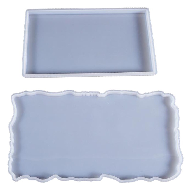 Yu Meiren bricolaje molde de cristal epoxi de forma especial molde irregular rectangular plato de fruta Decoración de mesa molde de silicona
