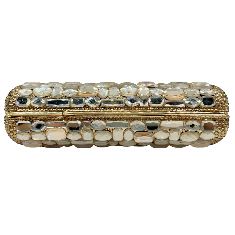 Bolsa de embrague de cristal hecha a mano con diamantes bolsas de banquete europeas y estadounidenses con diamantes llenos de mano bolsas doradas